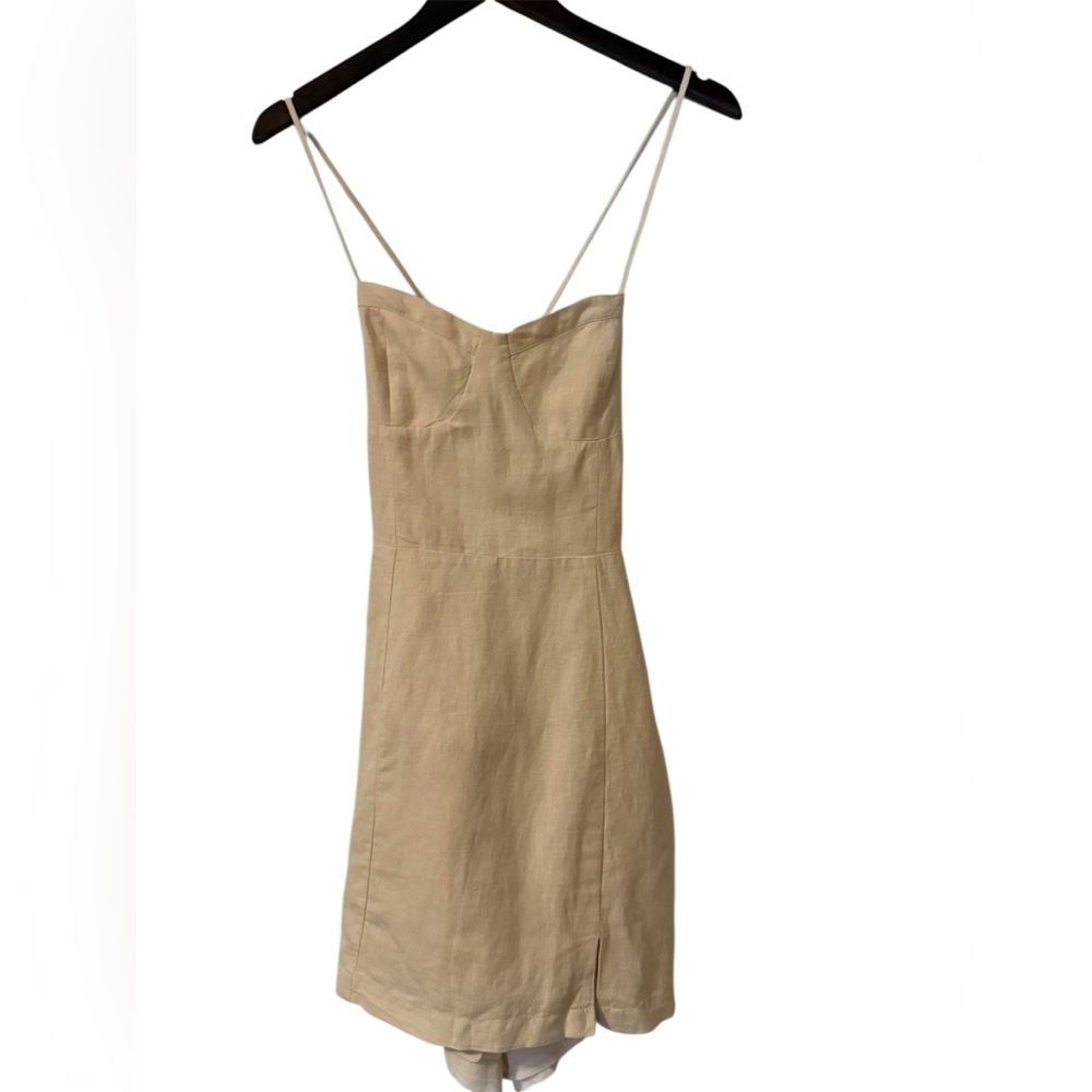 BNWT | Oak + Fort | Linen Blend Open Back Mini Dress | Birch | Size 8 - Picture 5 of 11